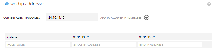 Enable SQL Azure Firewall